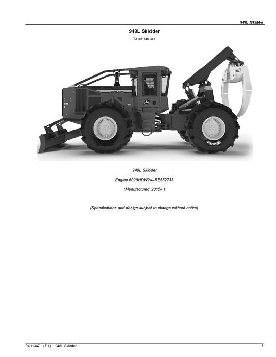 CATÁLOGO DE PIEZAS DEL SKIDDER JOHN DEERE 948L MANUAL N.° 2