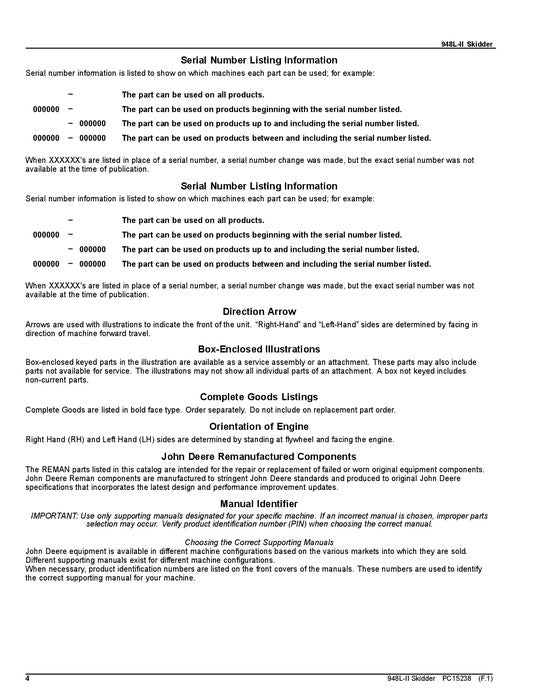 MANUAL DEL CATÁLOGO DE PIEZAS DEL SKIDDER JOHN DEERE 948L-II N.° 2