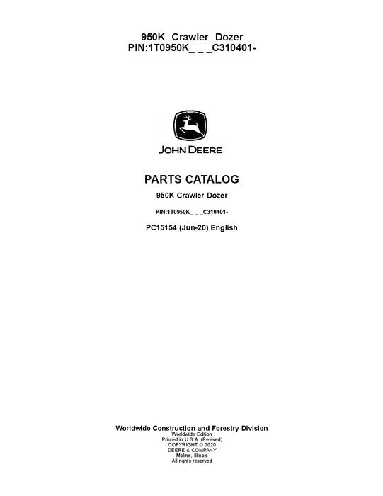 CATÁLOGO DE PIEZAS DE LA BLOQUEADORA SOBRE ORUGAS JOHN DEERE 950K MANUAL 1T0950K_ C310401-
