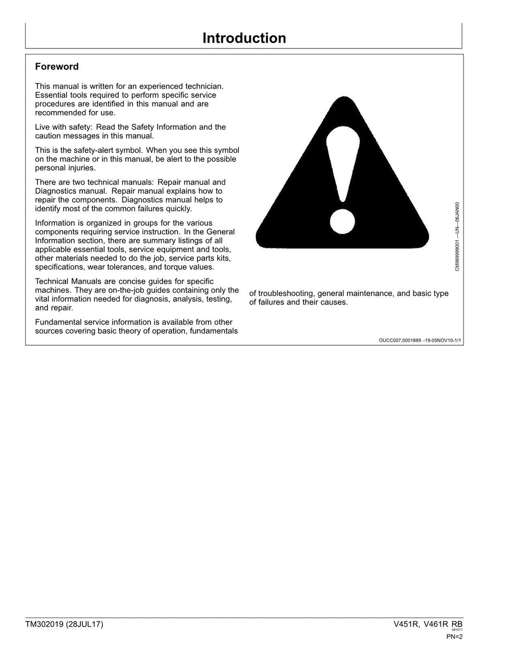 MANUAL TÉCNICO DE REPARACIÓN Y SERVICIO DE EMPACADORAS JOHN DEERE V451R V461R TM302019