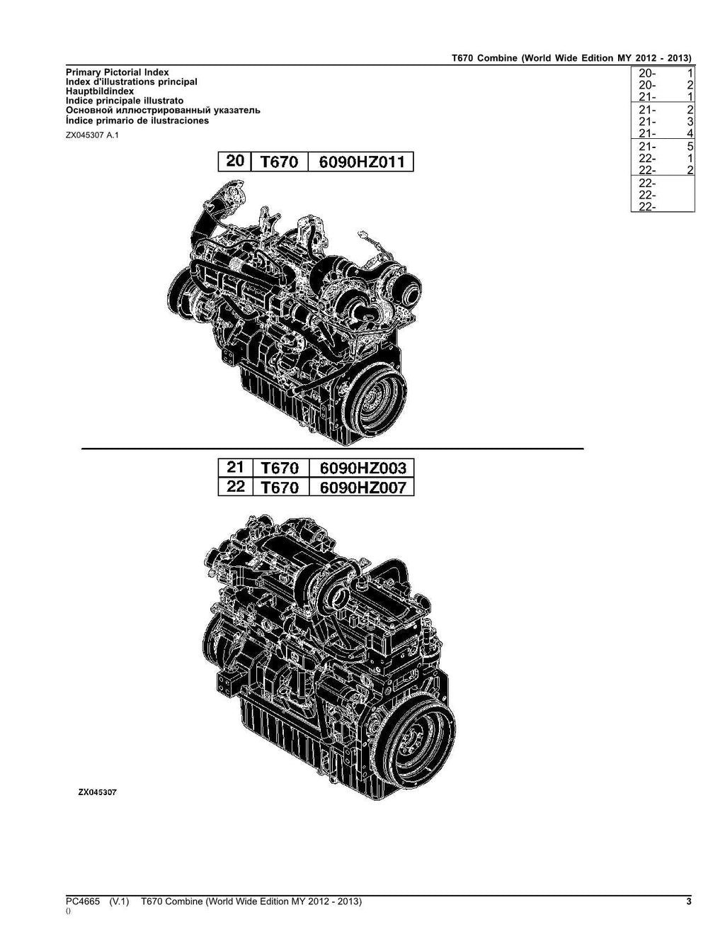CATÁLOGO DE PIEZAS DE LA COSECHADORA JOHN DEERE T670 MANUAL N.° 4