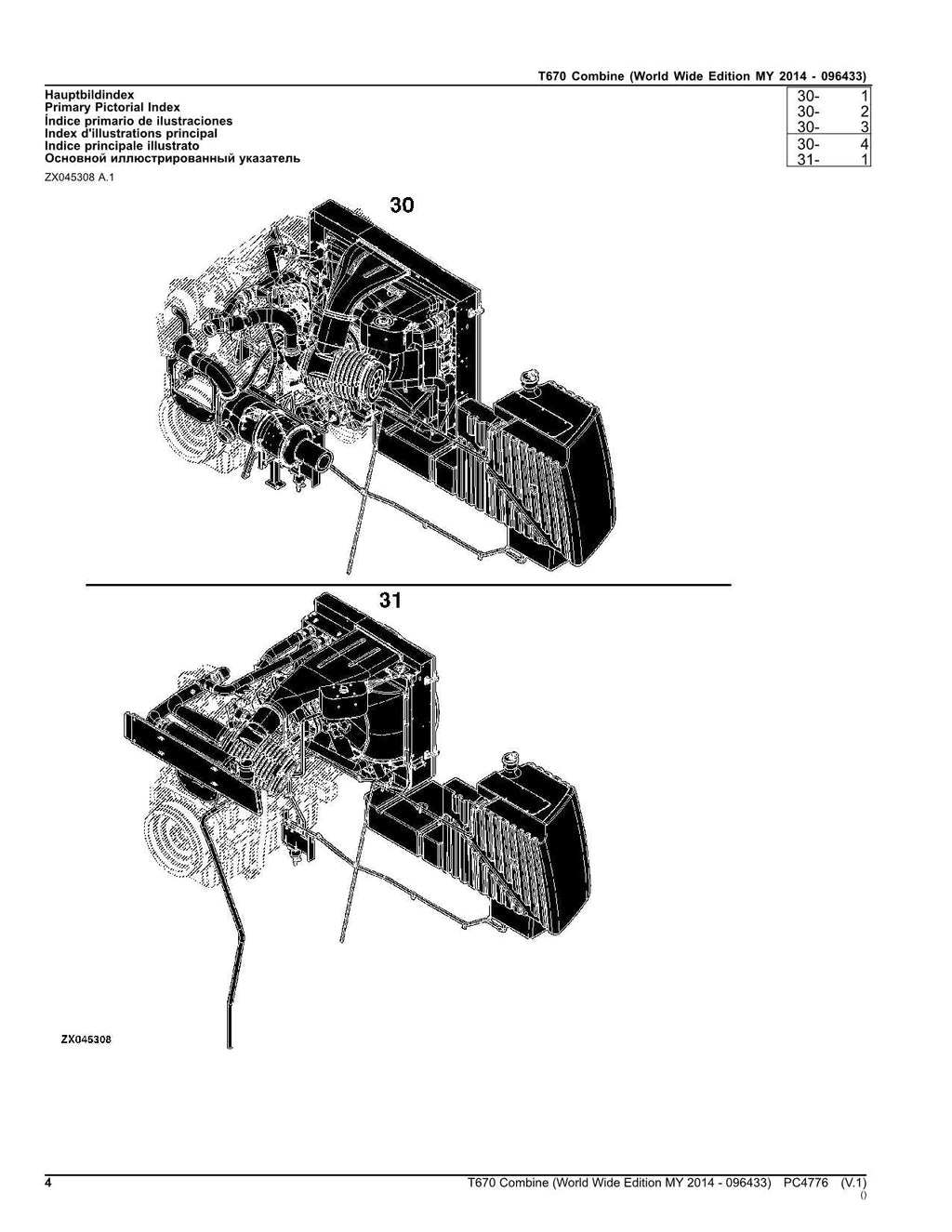 Catálogo de piezas de la cosechadora John Deere T670, manual n.° 5