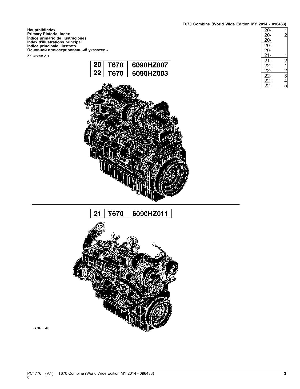 Catálogo de piezas de la cosechadora John Deere T670, manual n.° 5