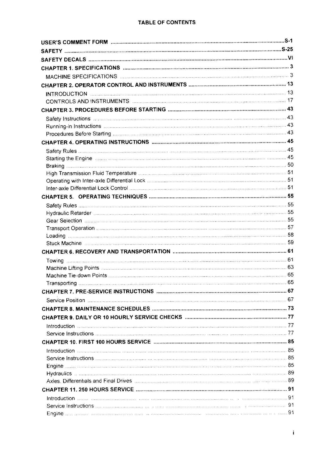 HITACHI AH250 DUMP TRUCK MAINTENANCE OPERATORS MANUAL