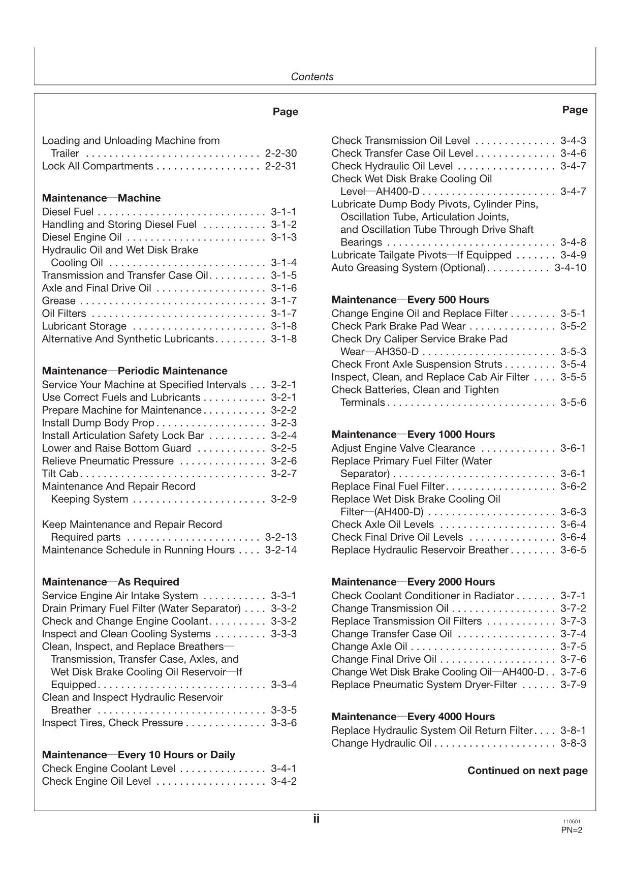 HITACHI AH350D AH400D DUMP TRUCK MAINTENANCE OPERATORS MANUAL