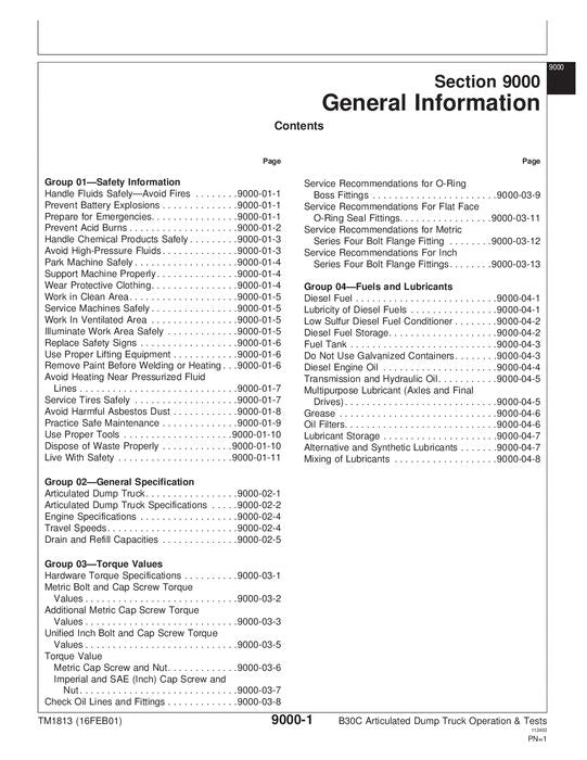 MANUAL TÉCNICO DE SERVICIO Y PRUEBA DE OPERACIÓN DEL CAMIÓN VOLQUETE JOHN DEERE BELL B30C TM1813