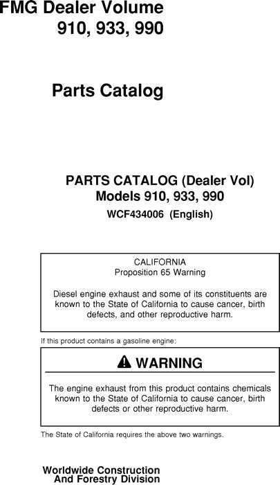 MANUAL DEL CATÁLOGO DE PIEZAS DEL AUTOCARGADOR JOHN DEERE 910 933 990