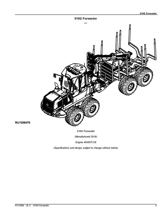 MANUAL DEL CATÁLOGO DE PIEZAS DEL AUTOCARGADOR JOHN DEERE 910G 1WJ0910G_ _L001003-