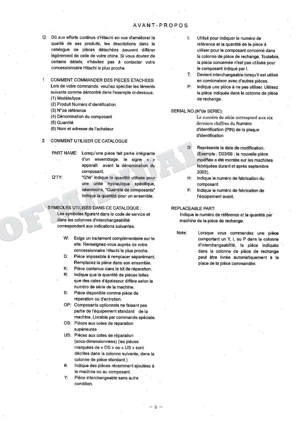 HITACHI ZAXIS ZX180LC-3 Innner Excavator Parts Catalog Manual