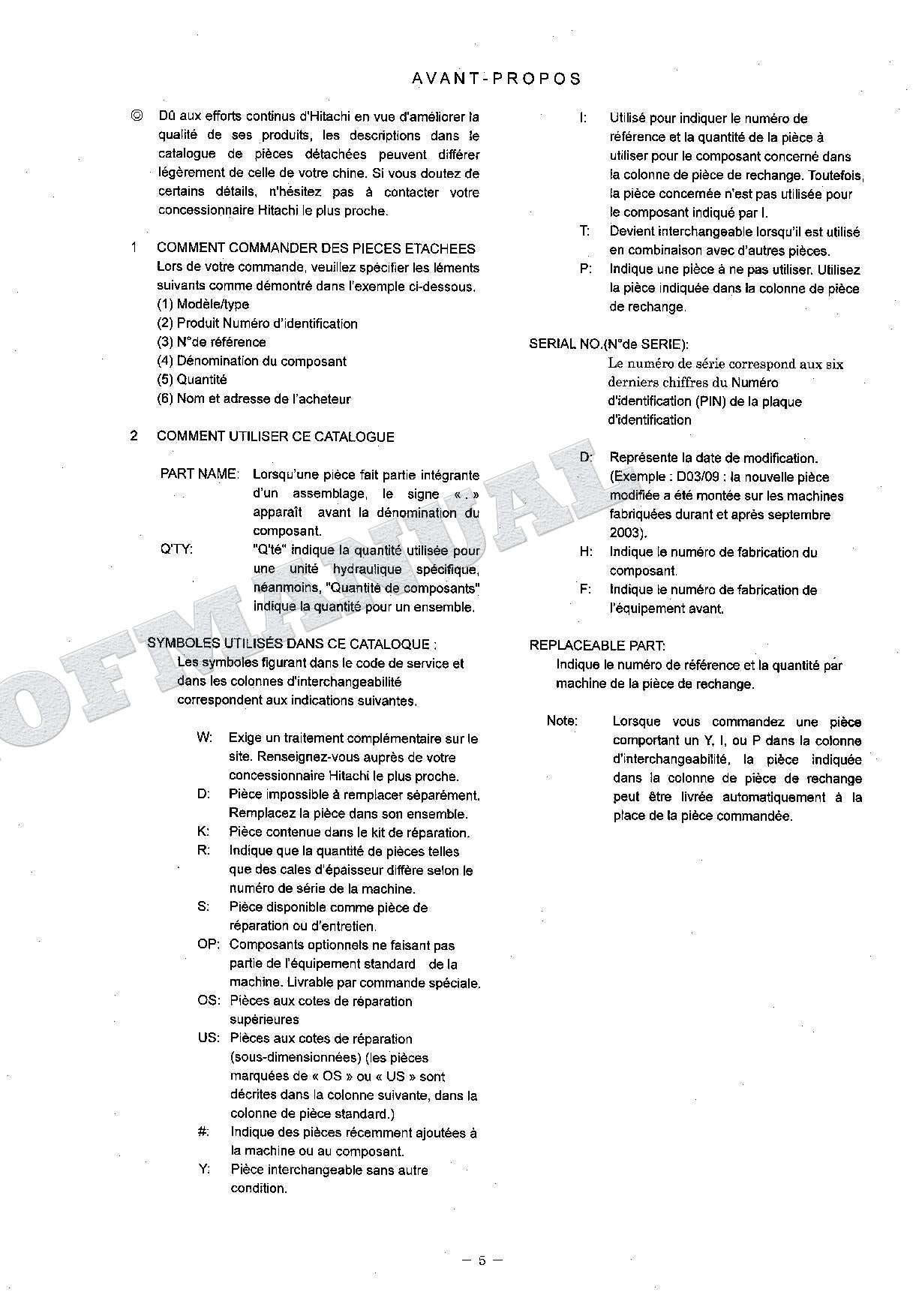 HITACHI ZAXIS ZX180LC-3 Innner Excavator Parts Catalog Manual