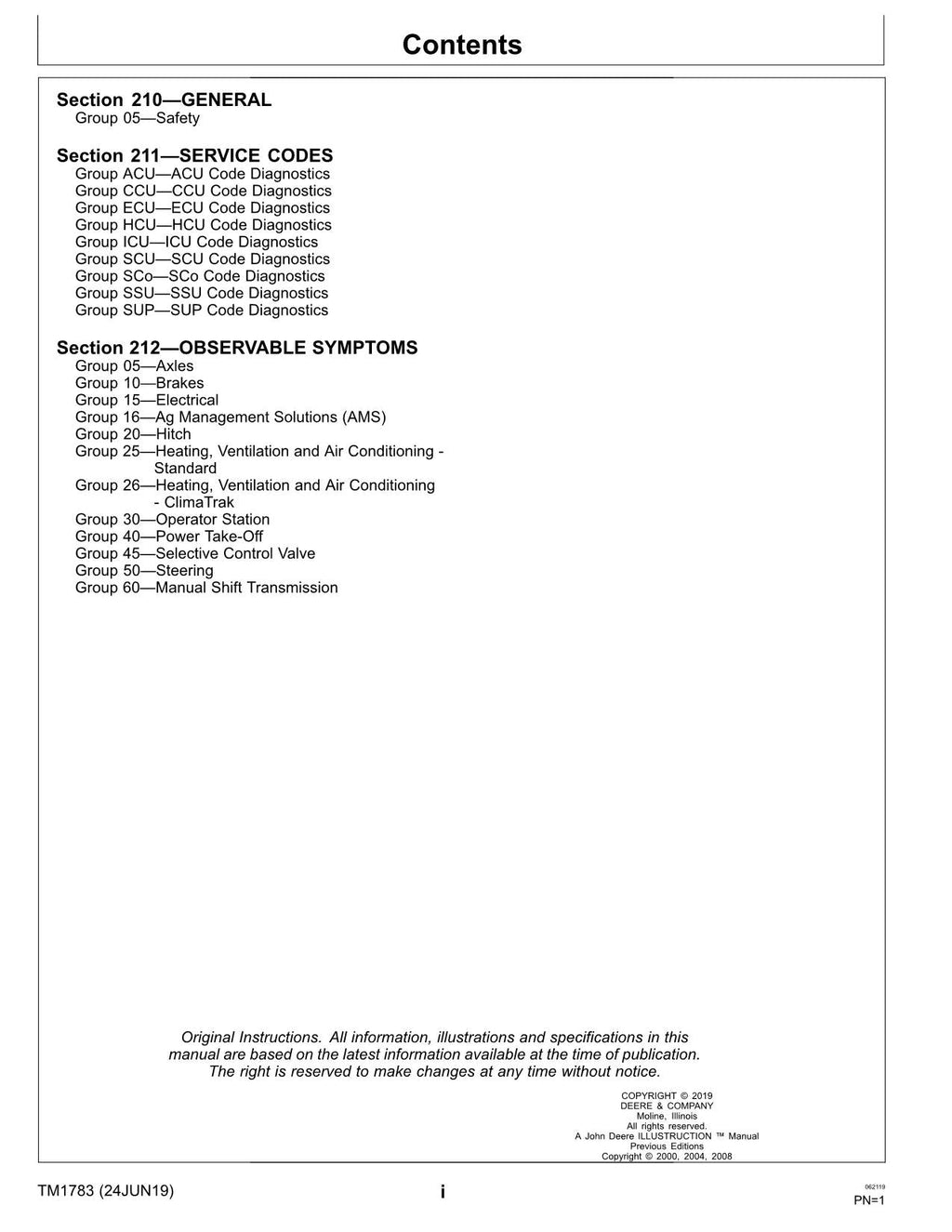 JOHN DEERE 9300T 9400T TRACTOR OPERATION TEST MANUAL TM1783