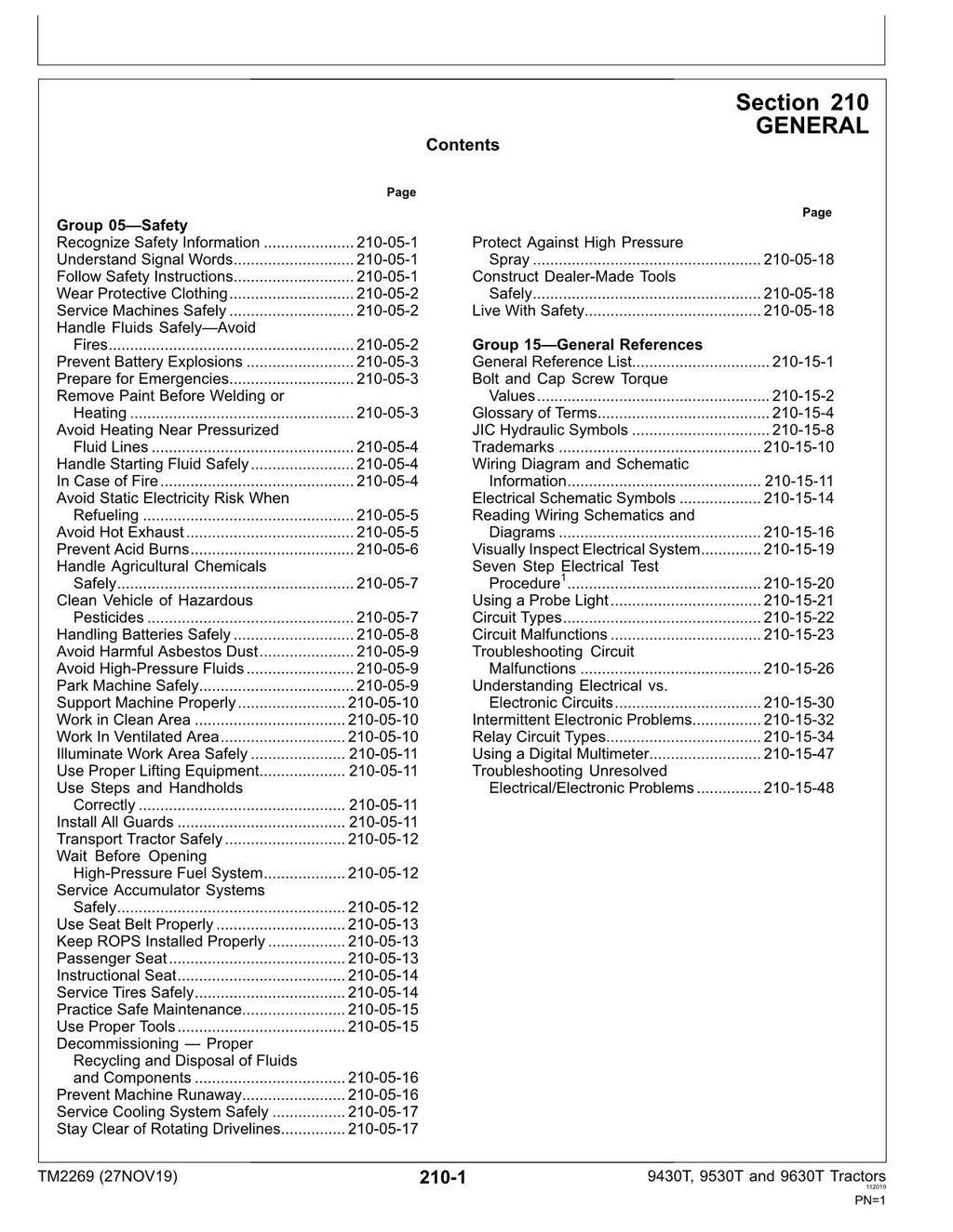MANUAL DE PRUEBA DE OPERACIÓN DEL TRACTOR JOHN DEERE 9430T 9530T 9630T TM2269