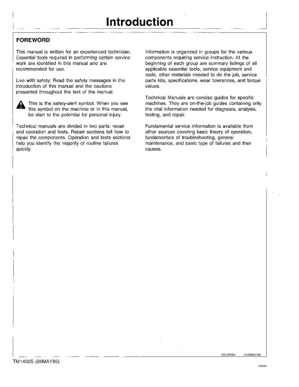 MANUAL DE PRUEBA DE OPERACIÓN DE LA COSECHADORA JOHN DEERE 9500 9501 9600 9400 TM1402