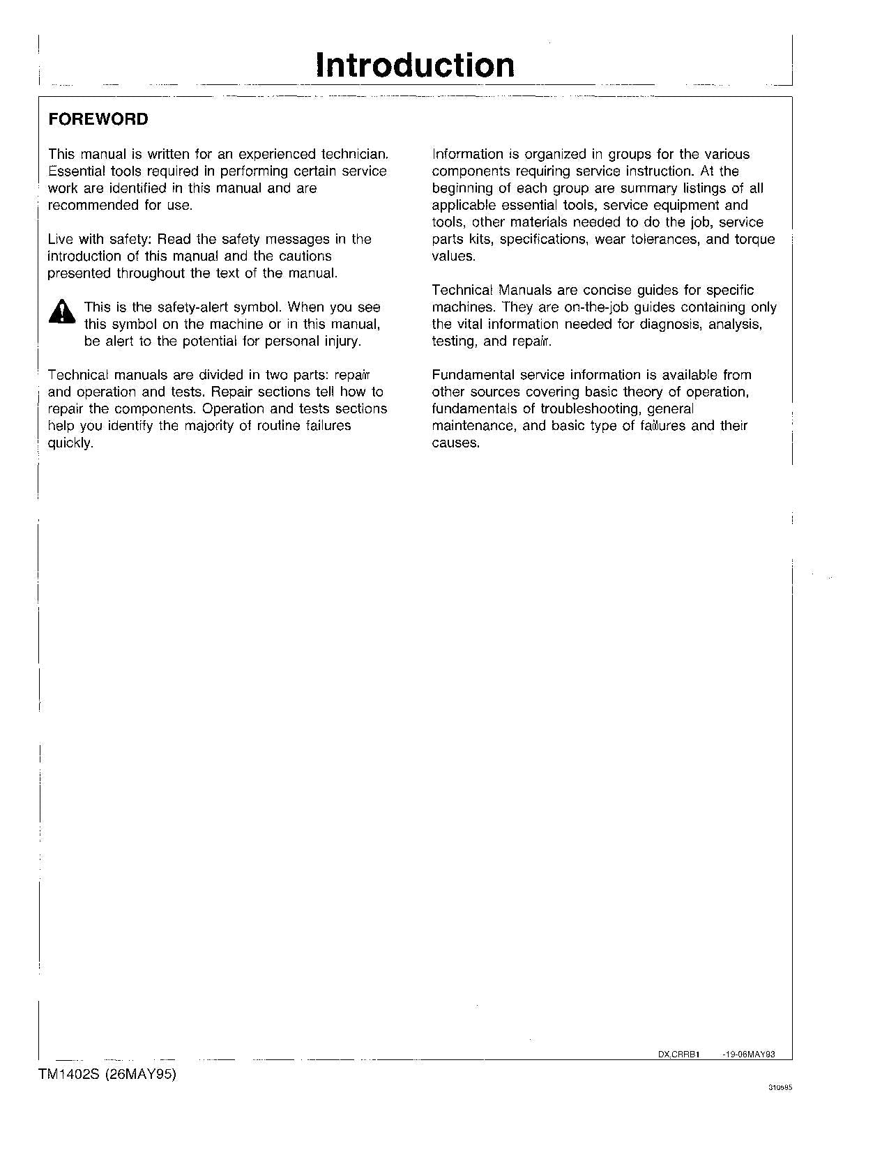 MANUAL DE PRUEBA DE OPERACIÓN DE LA COSECHADORA JOHN DEERE 9500 9501 9600 9400 TM1402