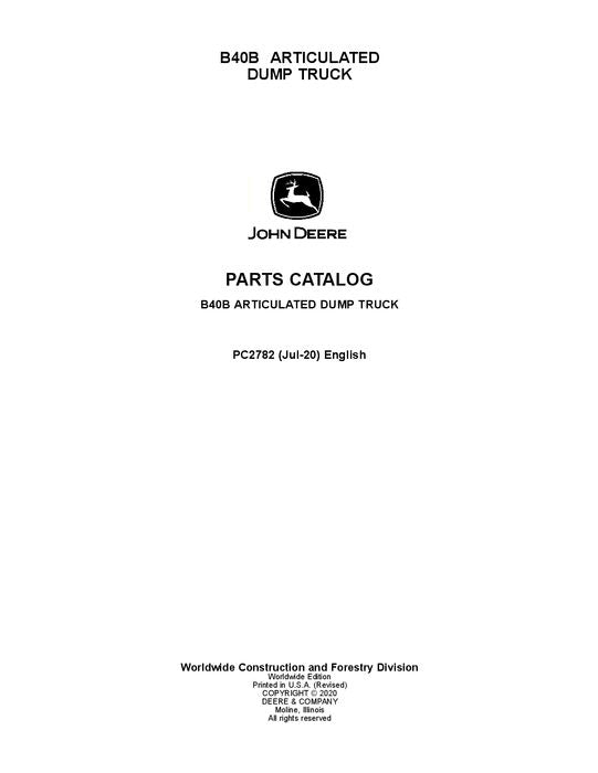 MANUAL DEL CATÁLOGO DE PIEZAS DEL CAMIÓN VOLQUETE JOHN DEERE BELL B40B