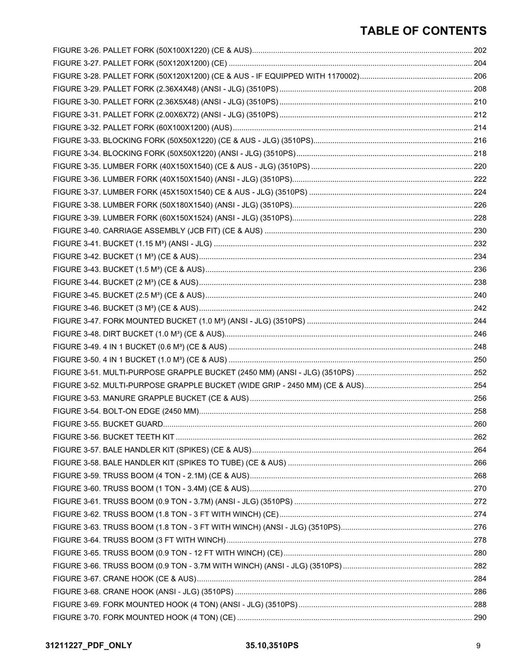 JLG 35.10 3510PS Telehandler Parts Catalog Manual