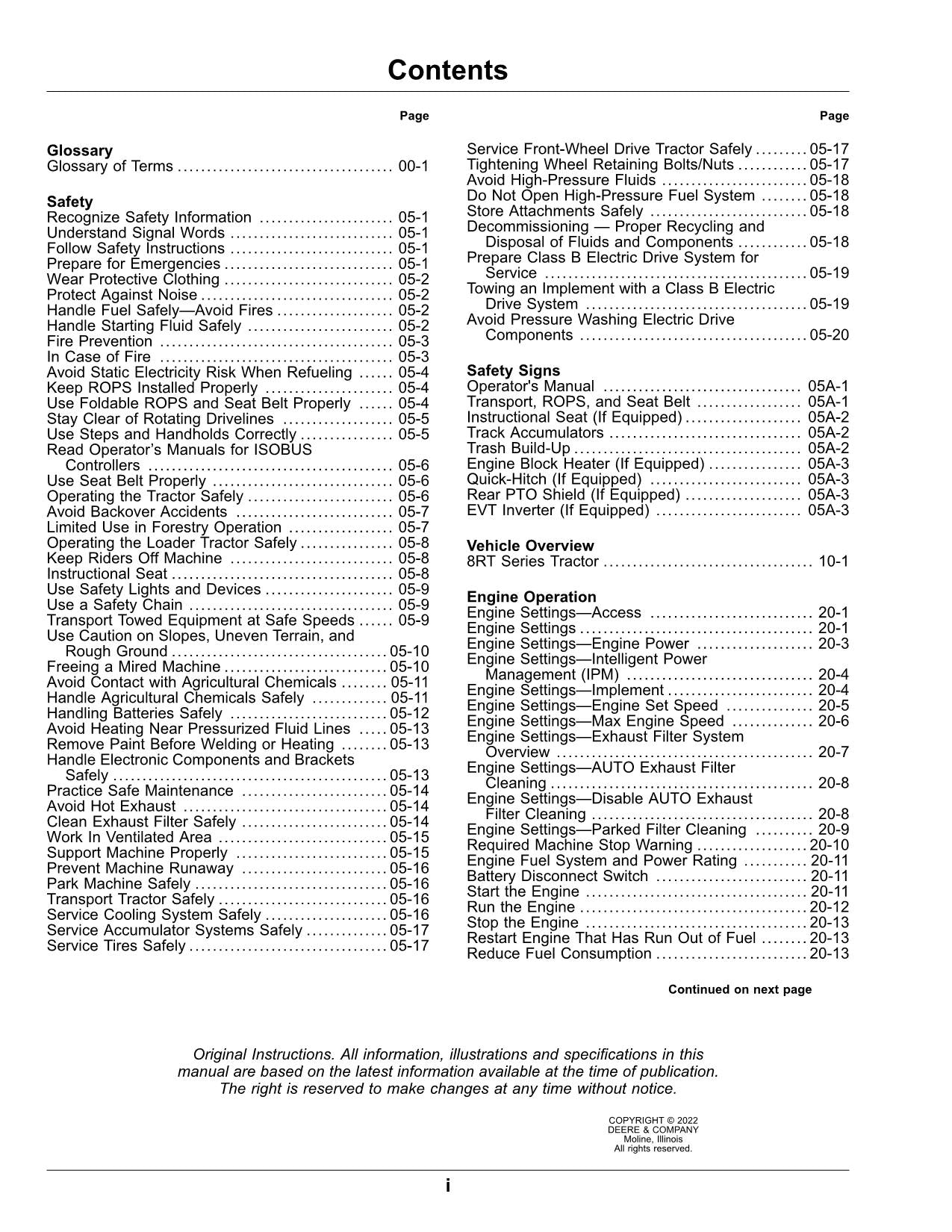 MANUAL DEL OPERADOR DEL TRACTOR JOHN DEERE 8RT 340 410 310 370 N.° 3