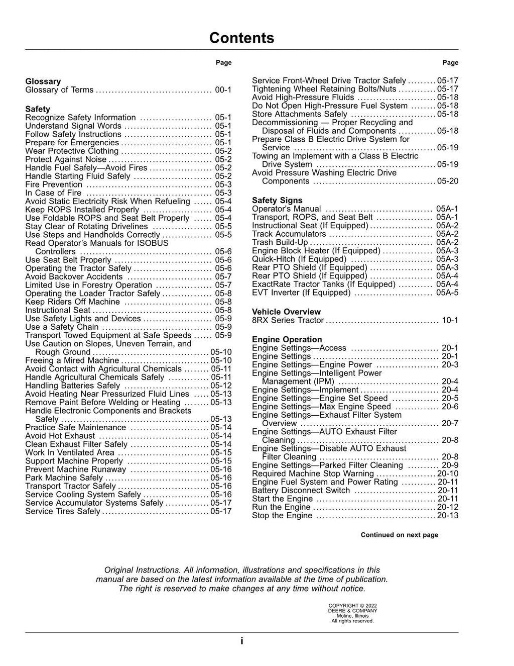 MANUAL DEL OPERADOR DEL TRACTOR JOHN DEERE 8RX 410 310 370 340 N.° 5