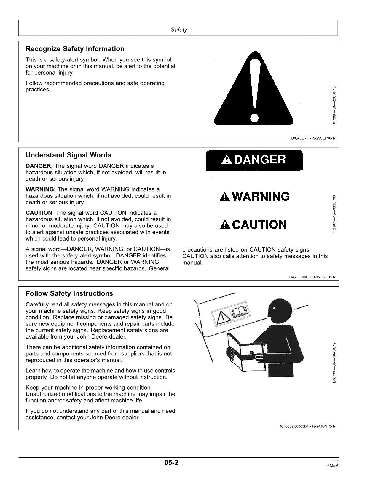 MANUAL DEL OPERADOR DE LA HILERADORA JOHN DEERE W110 N.° 1