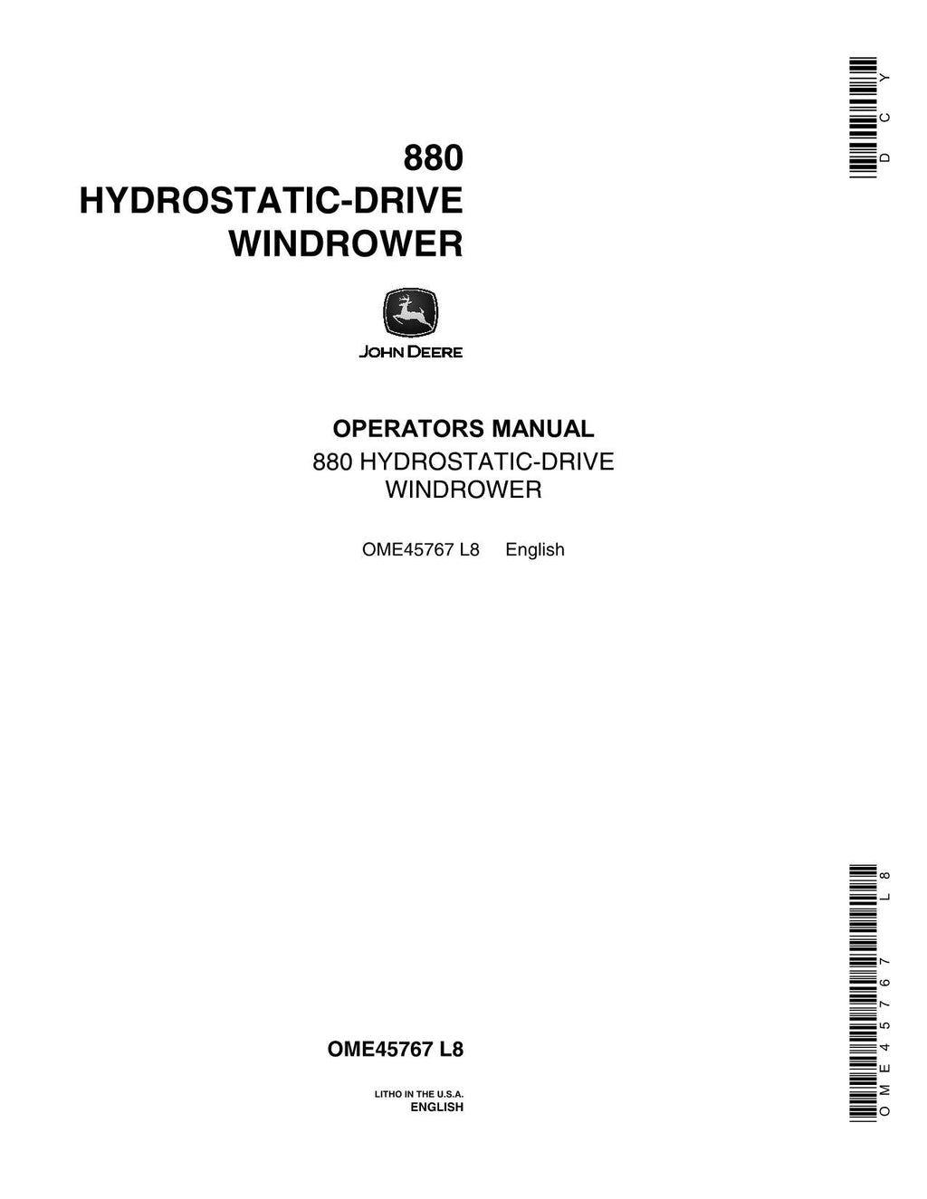 MANUAL DEL OPERADOR DE LA HILERADORA JOHN DEERE 880 N.° 2