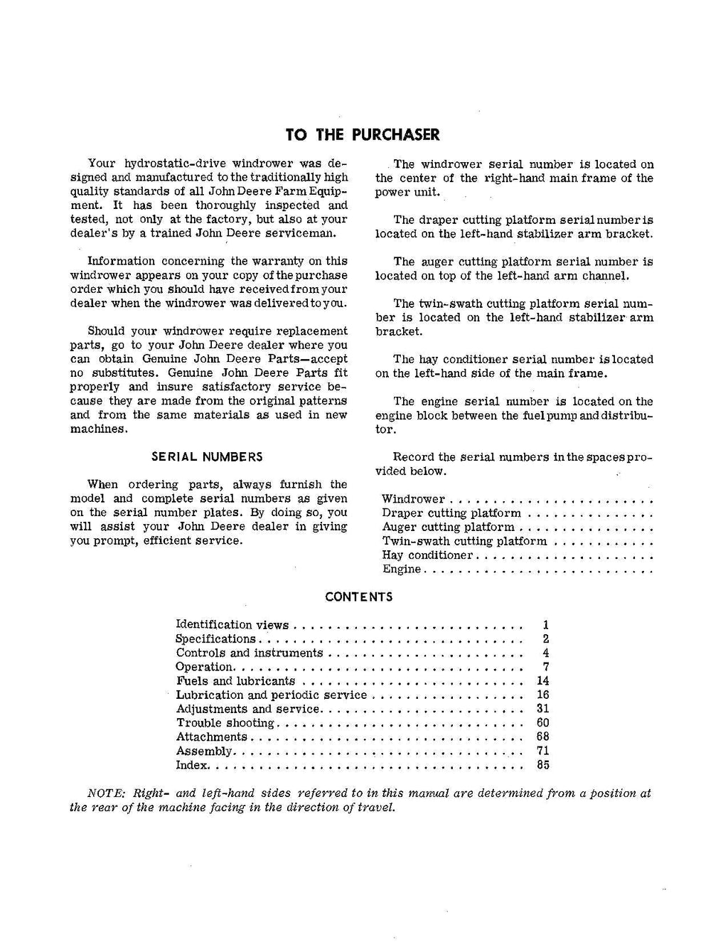 MANUAL DEL OPERADOR DE LA HILERADORA JOHN DEERE 880 N.° 2
