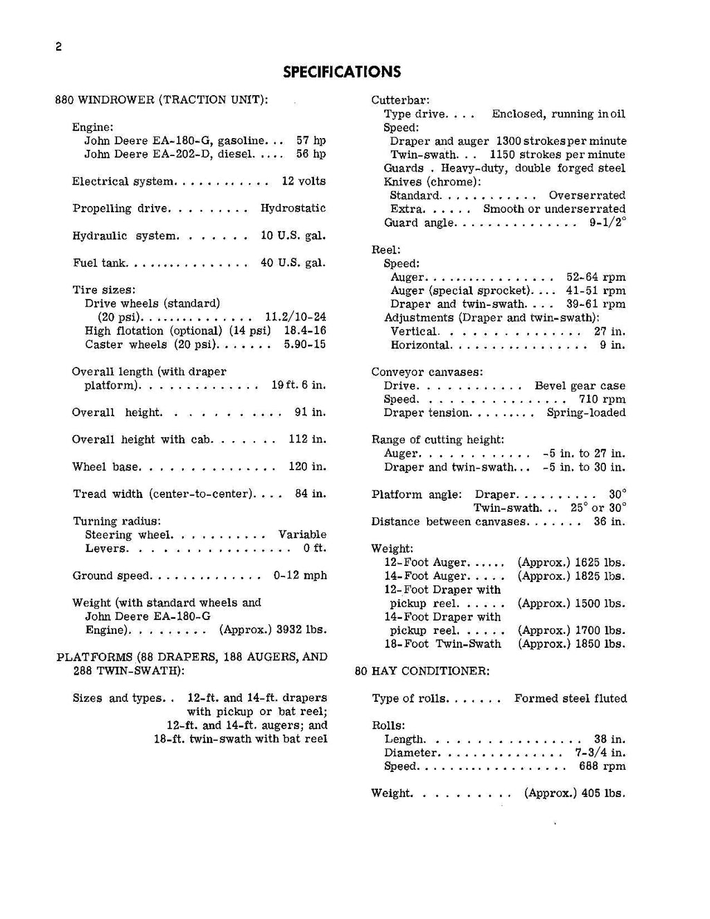 MANUAL DEL OPERADOR DE LA HILERADORA JOHN DEERE 880 N.° 2