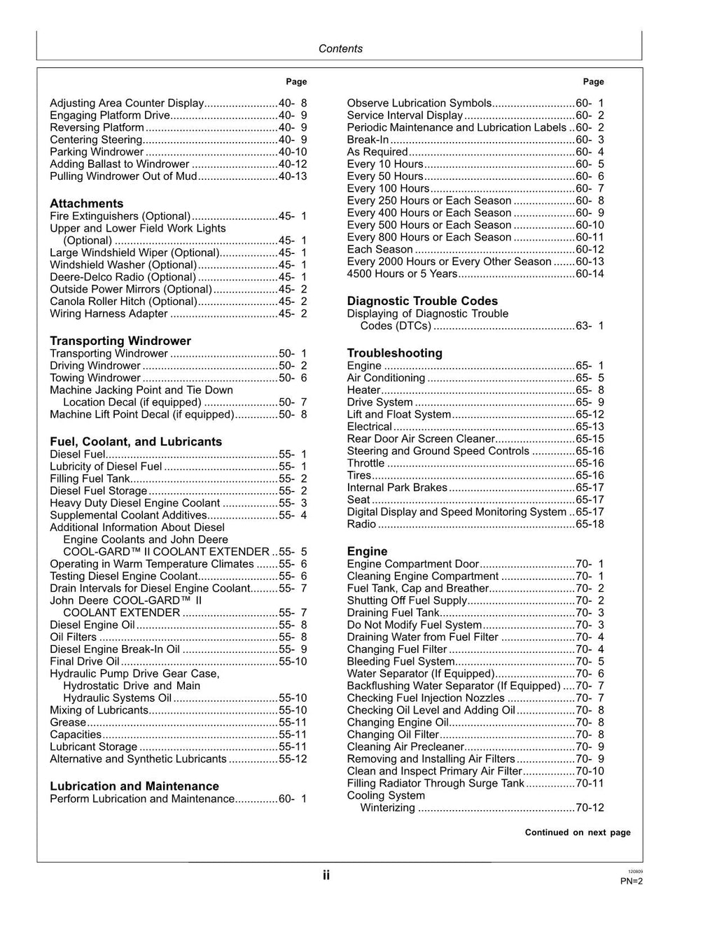 MANUAL DEL OPERADOR DE LA HILERADORA JOHN DEERE A400 N.° 2