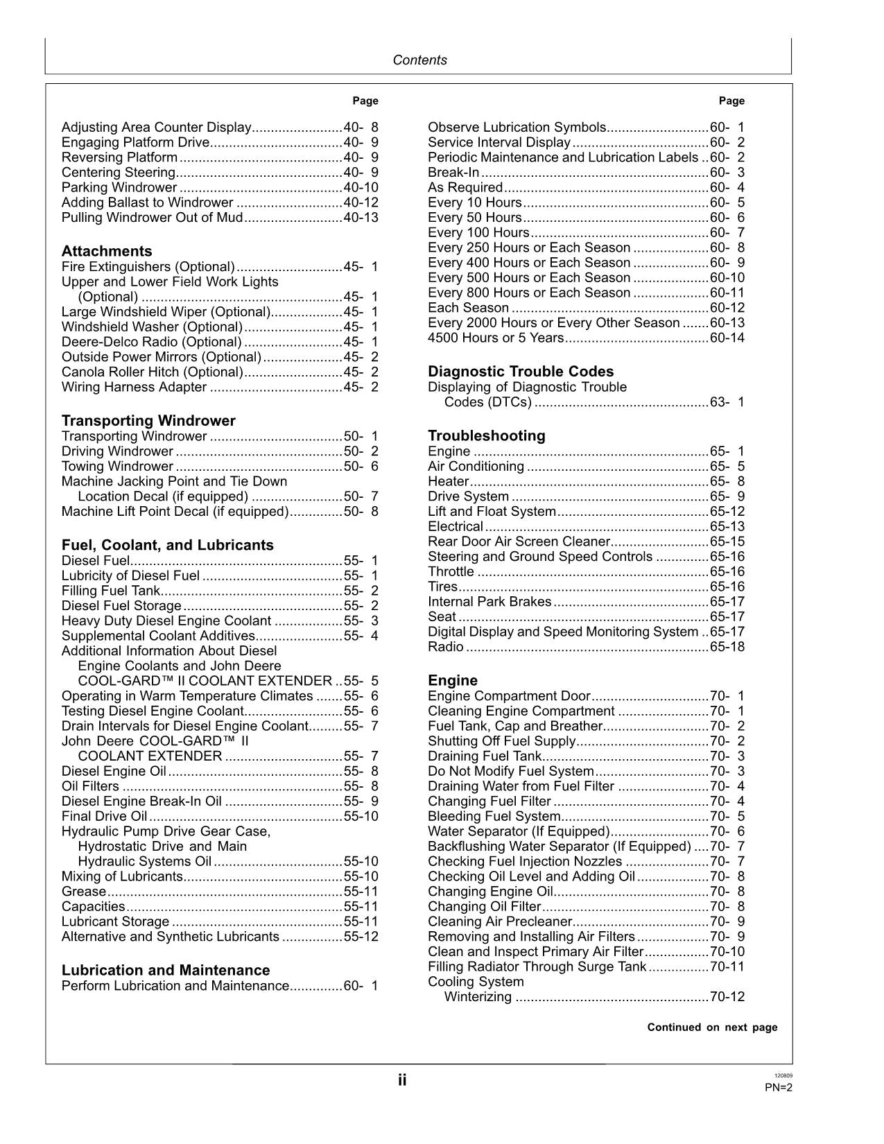 MANUAL DEL OPERADOR DE LA HILERADORA JOHN DEERE A400 N.° 2
