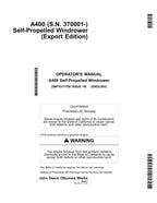 MANUAL DEL OPERADOR DE LA HILERADORA JOHN DEERE A400 N.° 4