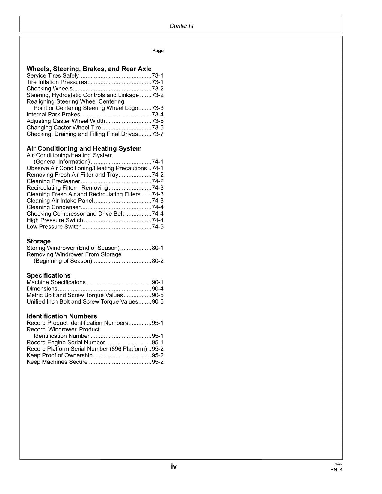 MANUAL DEL OPERADOR DE LA HILERADORA JOHN DEERE A400 N.° 4