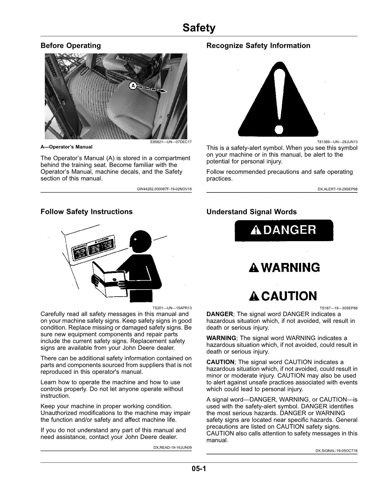 MANUAL DEL OPERADOR DE LA HILERADORA JOHN DEERE W170 N.° 1