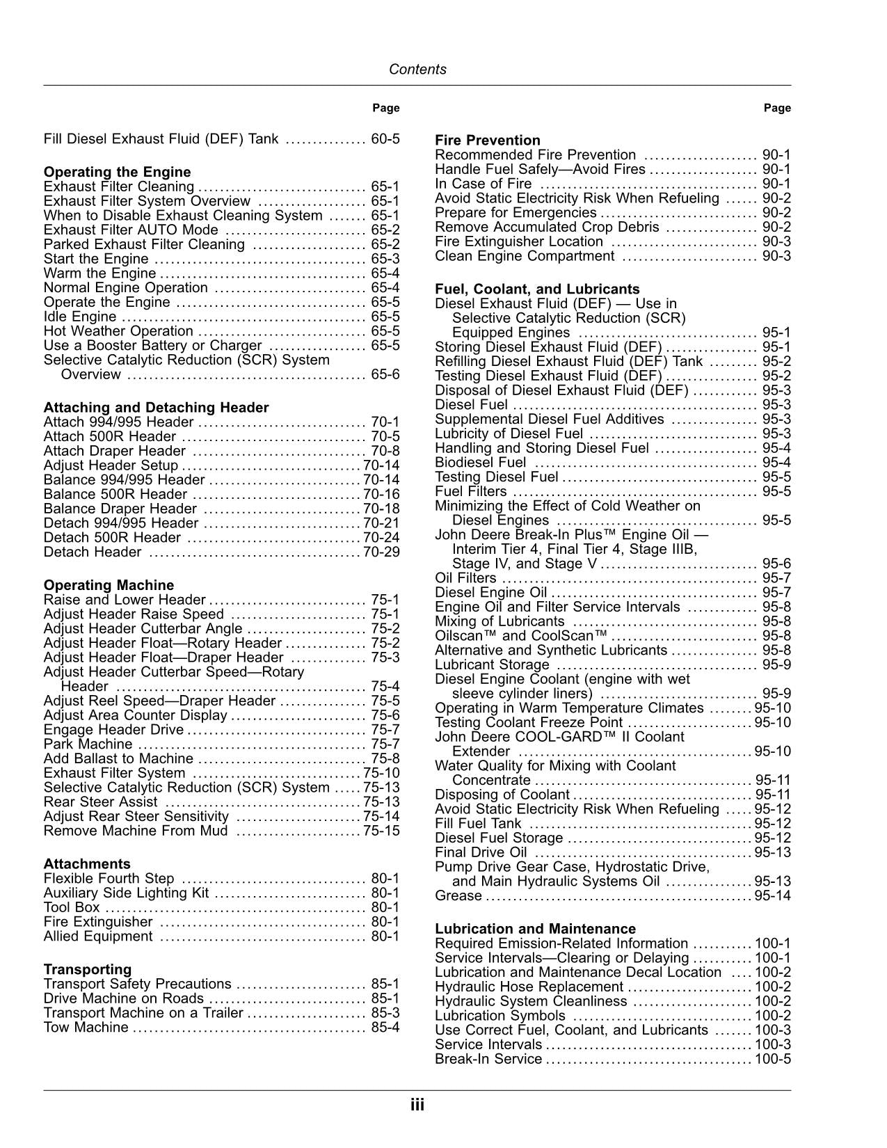 MANUAL DEL OPERADOR DE LA HILERADORA JOHN DEERE W235 N.° 3