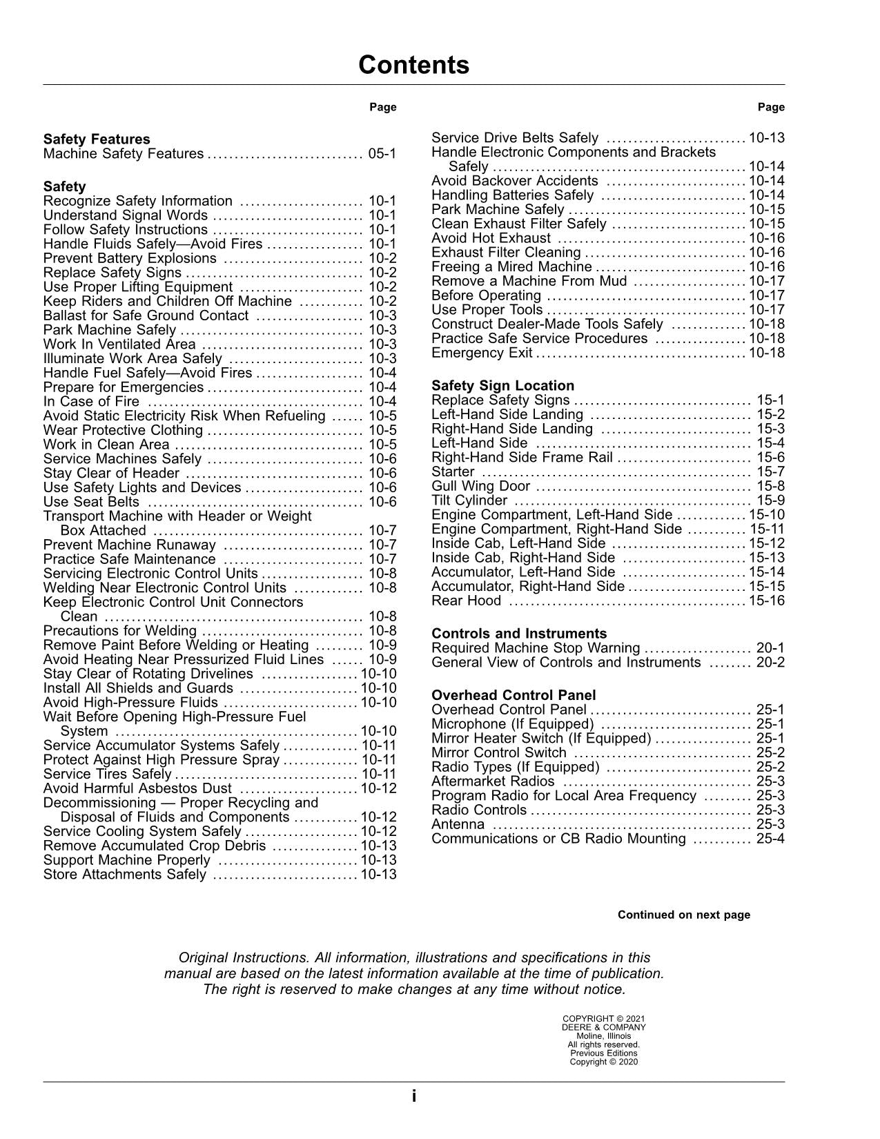 MANUAL DEL OPERADOR DE LA HILERADORA JOHN DEERE W260 N.° 3