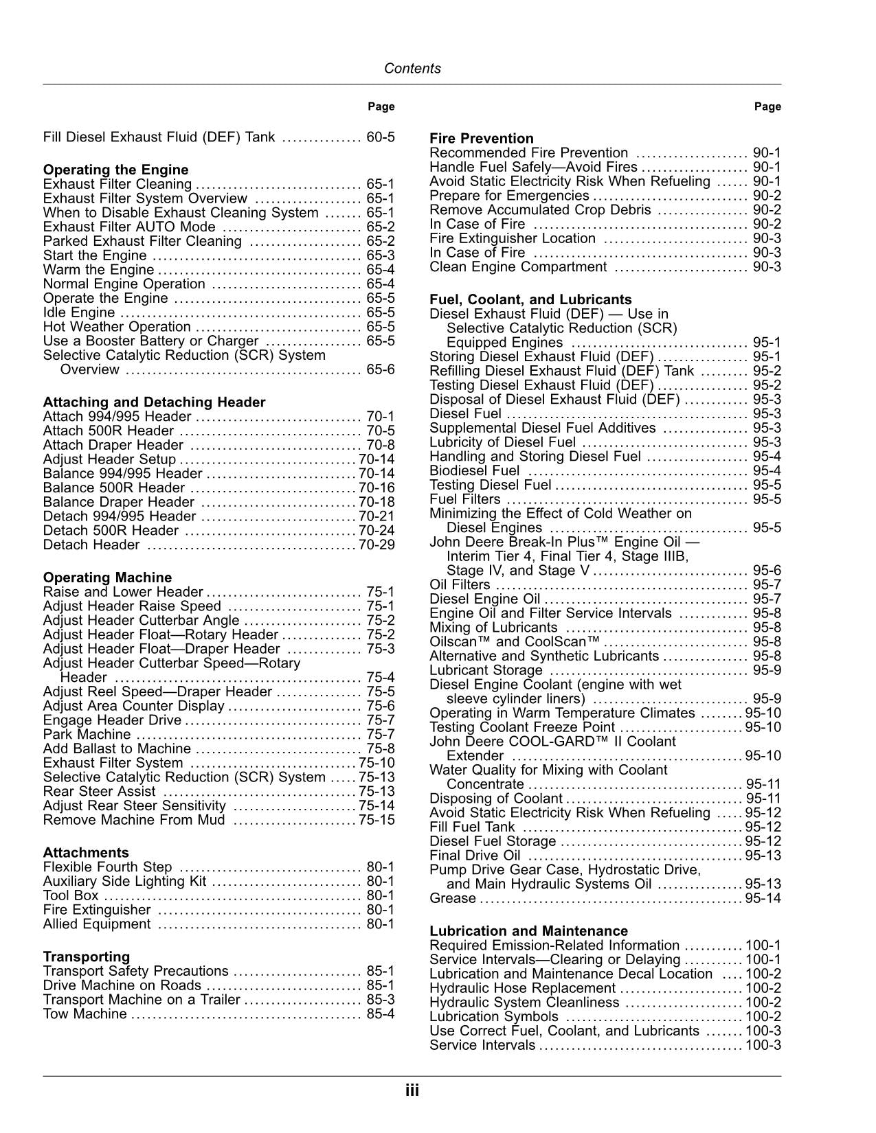 MANUAL DEL OPERADOR DE LA HILERADORA JOHN DEERE W260 N.° 3