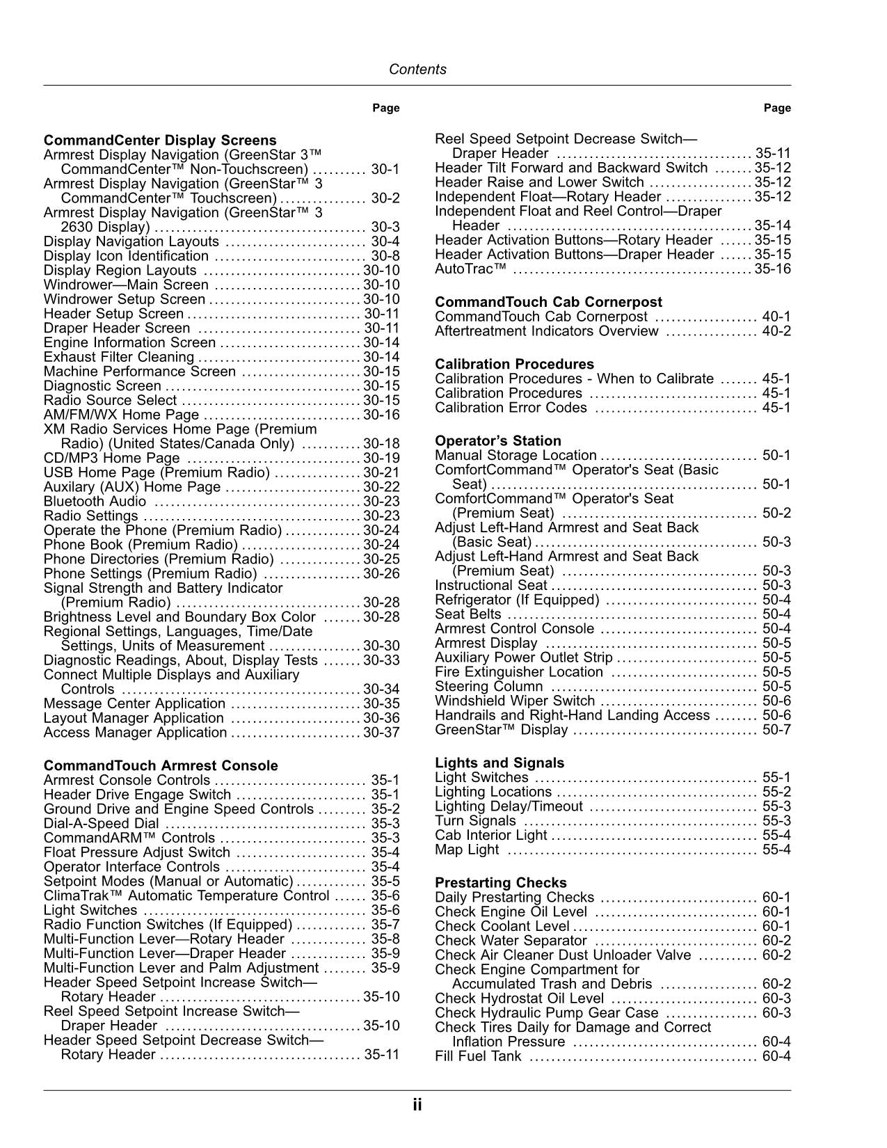MANUAL DEL OPERADOR DE LA HILERADORA JOHN DEERE W260 N.° 4