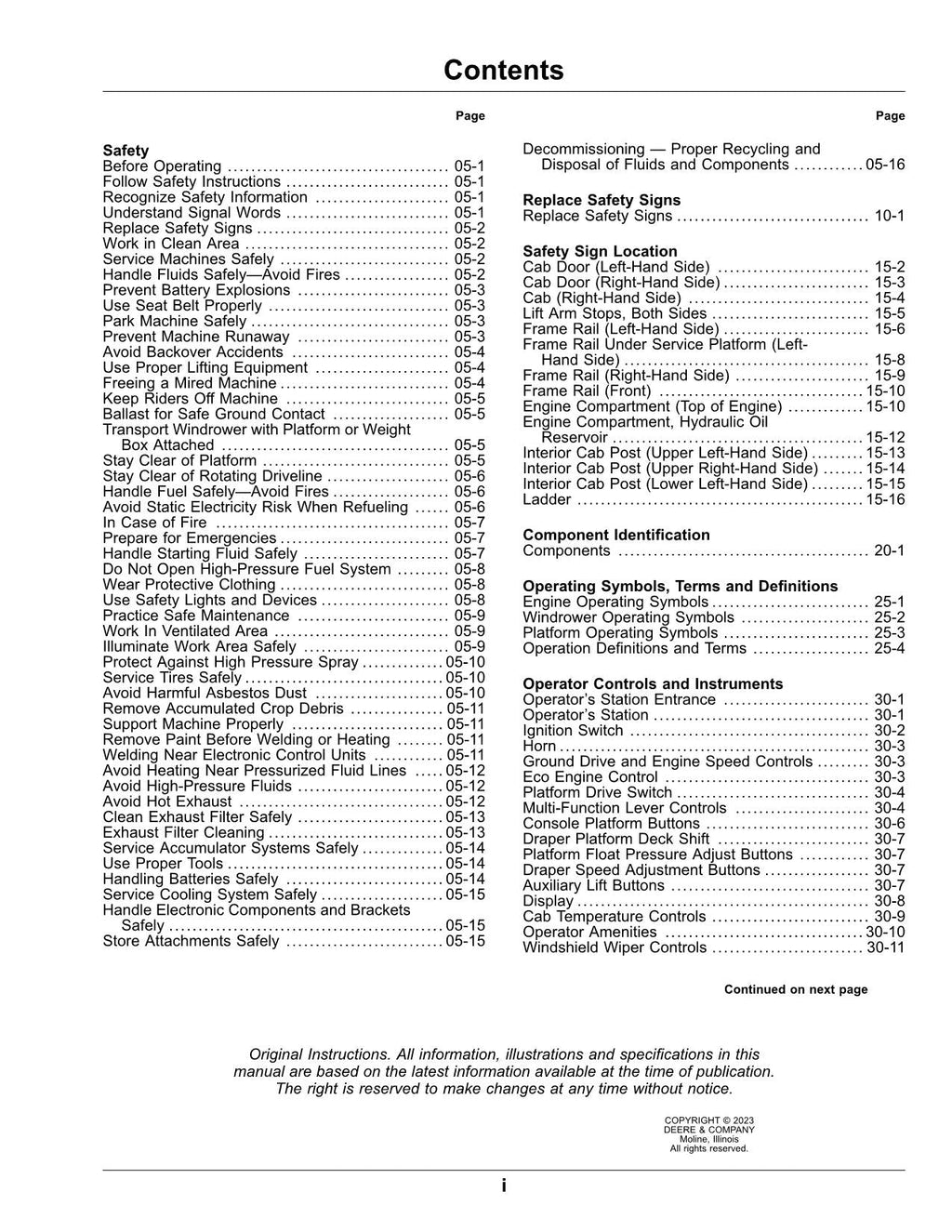 MANUAL DEL OPERADOR DE LA HILERADORA JOHN DEERE W170 N.° 2