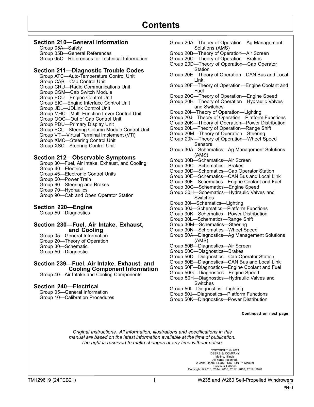 MANUAL DE SERVICIO Y REPARACIÓN DE LA HILERA DE ARBOLADORAS JOHN DEERE W235 W260 525D 530D 536D TM129619