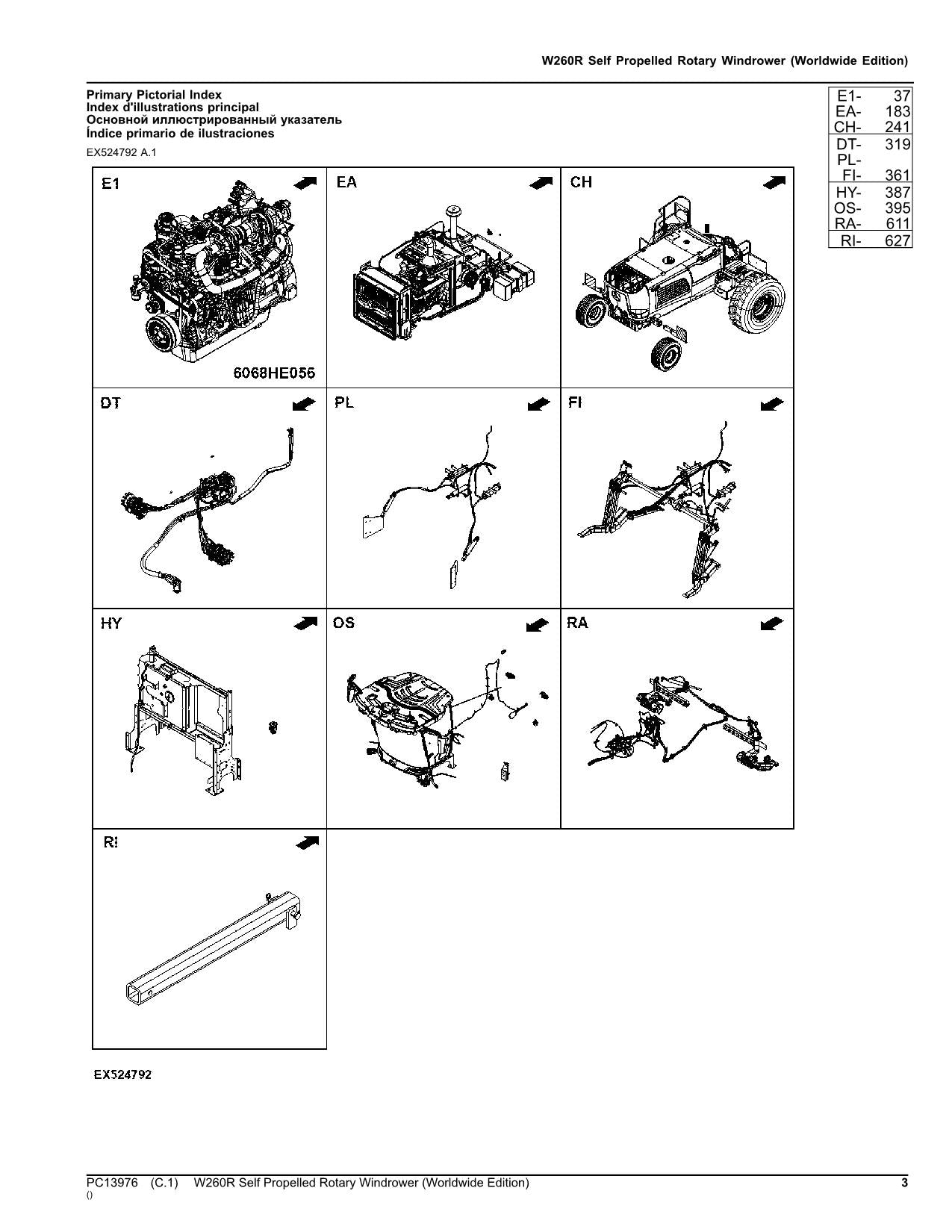 MANUAL DEL CATÁLOGO DE PIEZAS DE LA SEGADORA HILERA JOHN DEERE W260R