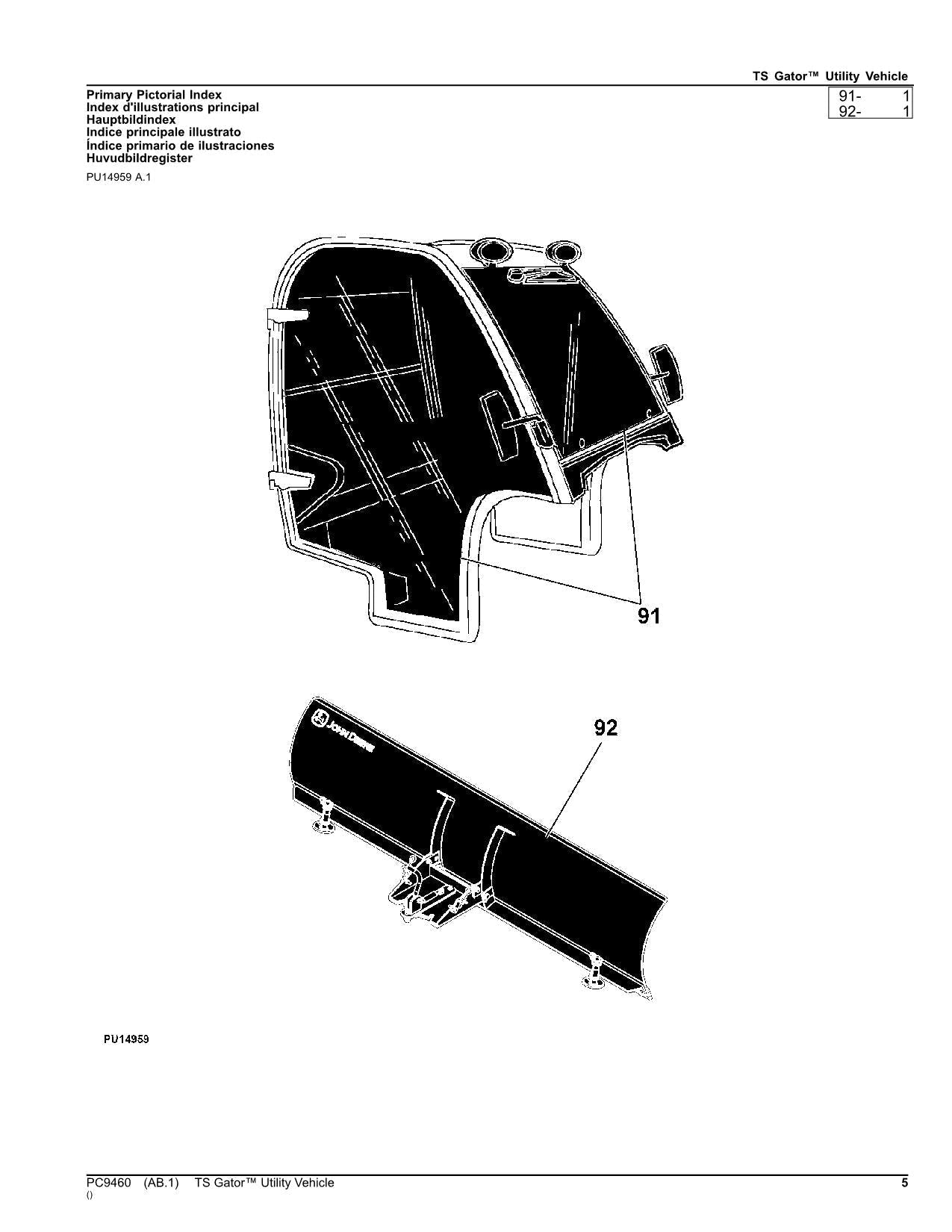MANUAL DEL CATÁLOGO DE PIEZAS DEL VEHÍCULO UTILITARIO JOHN DEERE TS GATOR