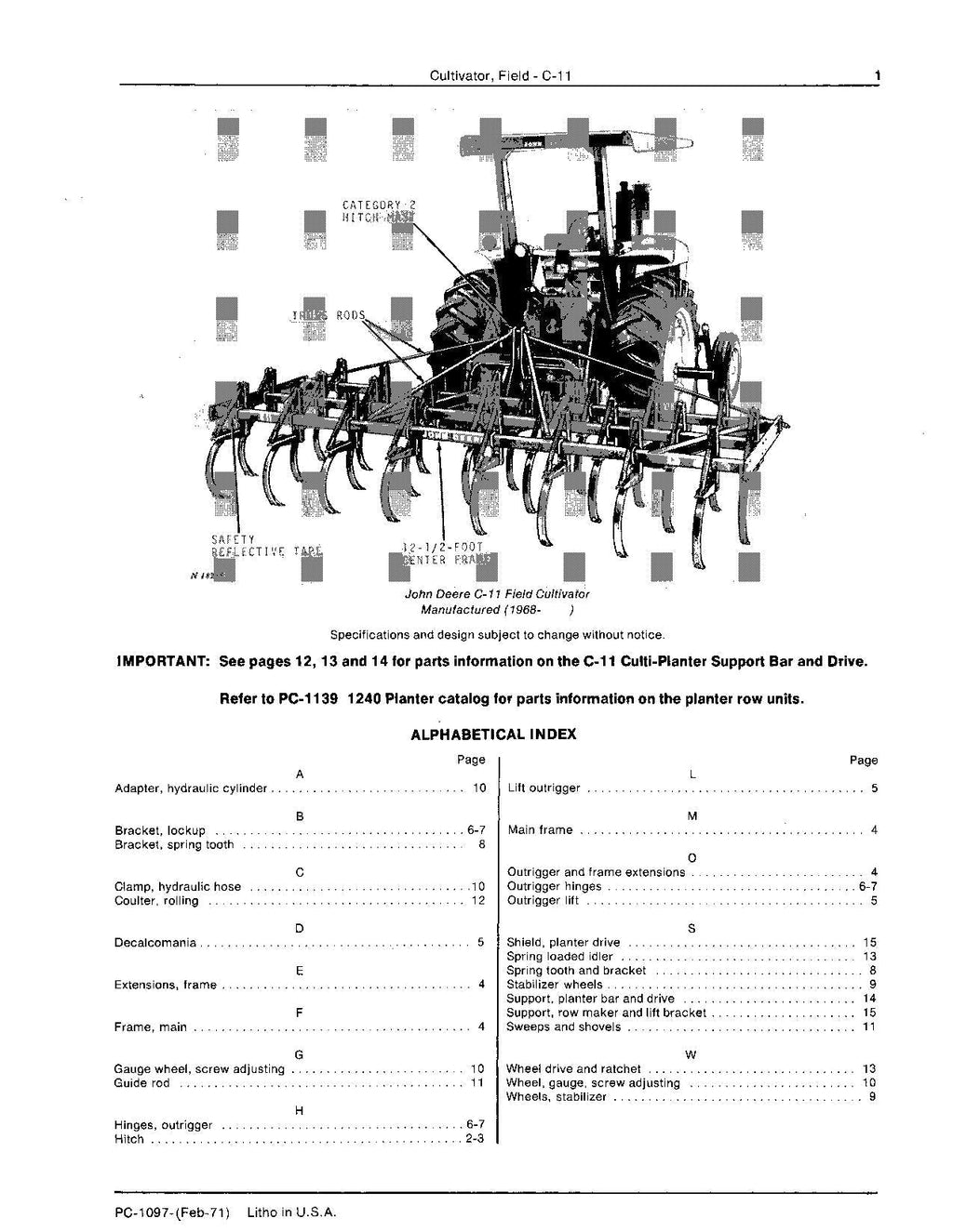 MANUAL DEL CATÁLOGO DE PIEZAS DE LA SEMBRADORA JOHN DEERE C-11