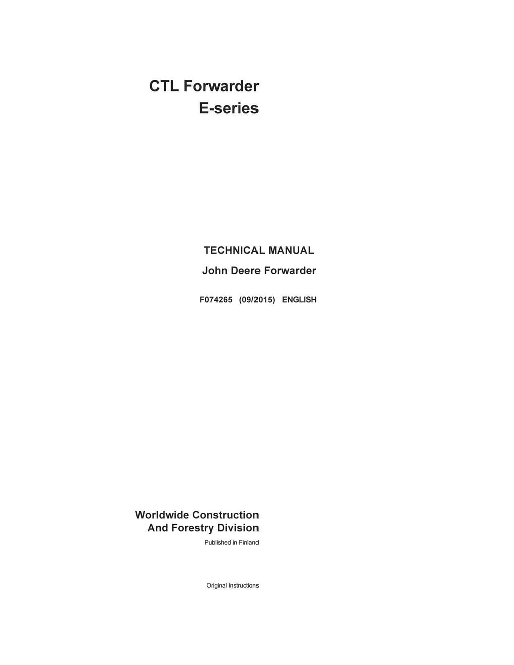 MANUAL TÉCNICO DE REPARACIÓN Y SERVICIO DEL AUTOCARGADOR CTL JOHN DEERE F074265