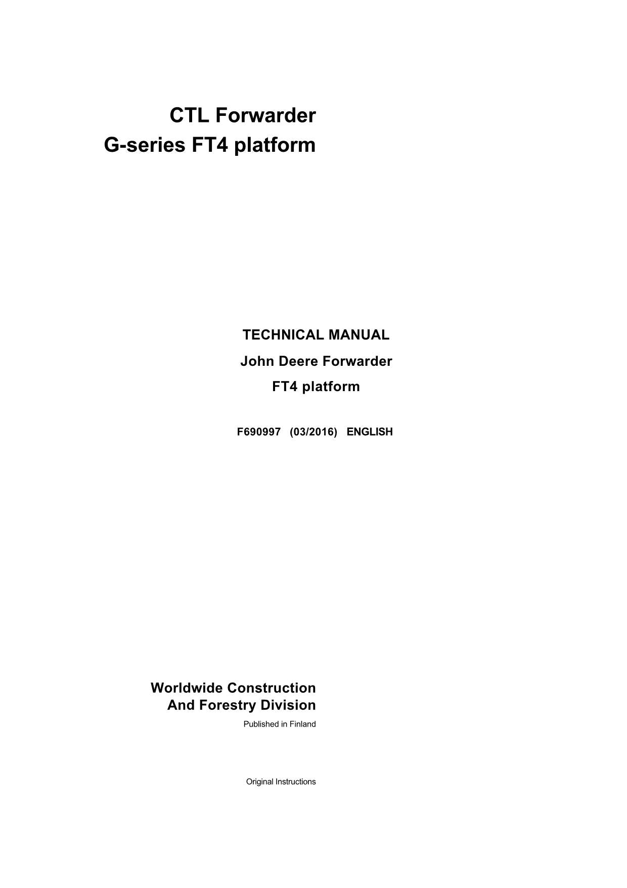 MANUAL DE SERVICIO Y REPARACIÓN DEL AUTOCARGADOR DE PLATAFORMA JOHN DEERE CTL SERIE G FT4 F690997