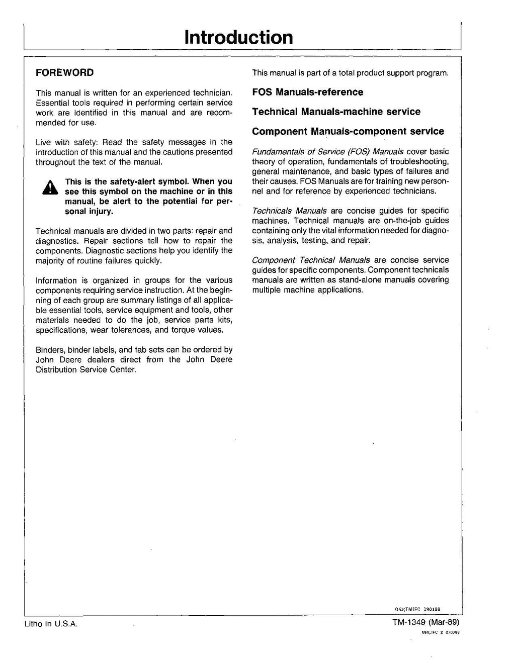 MANUAL TÉCNICO DE REPARACIÓN Y SERVICIO DE LA RECOLECTORA DE ALGODÓN JONH DEERE 9950 TM1349