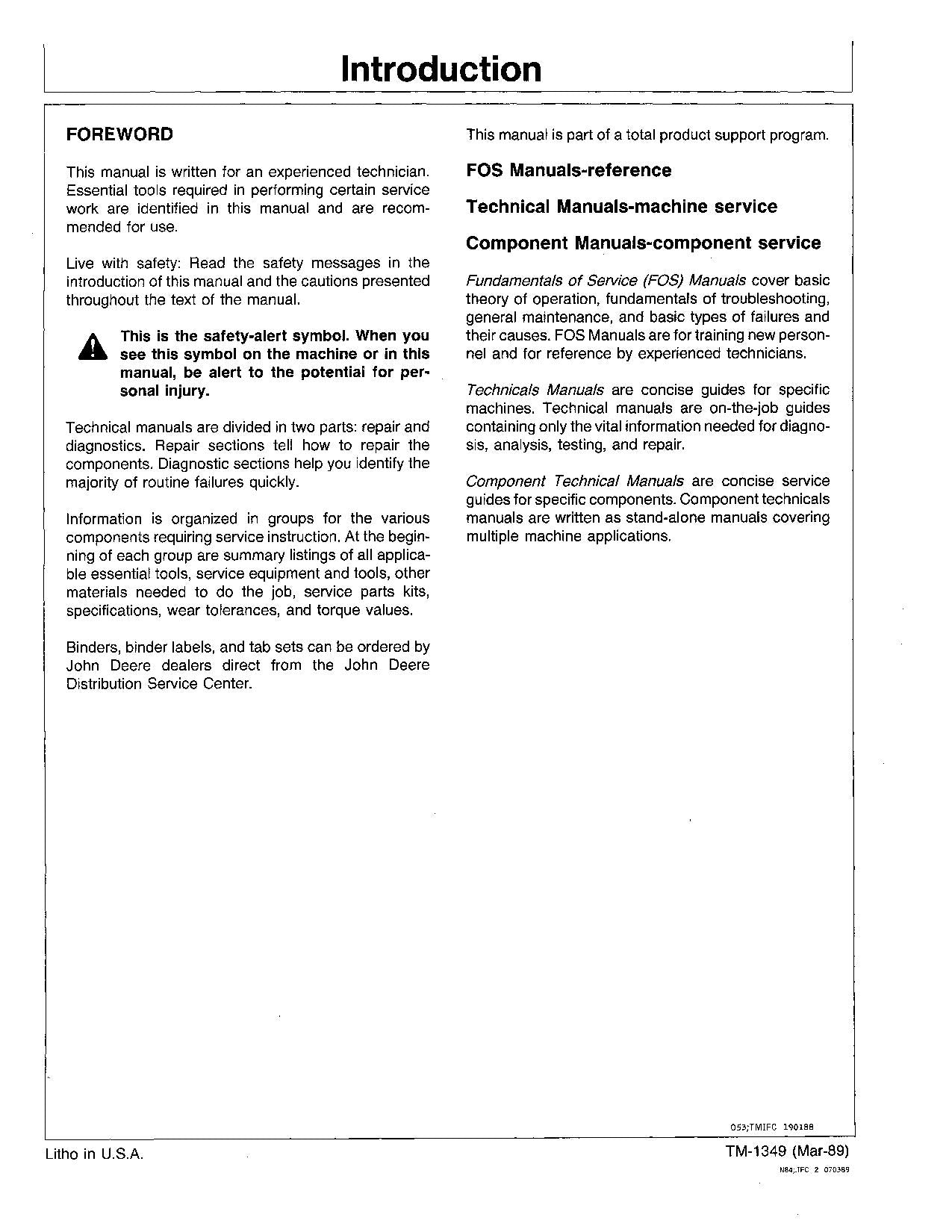 MANUAL TÉCNICO DE REPARACIÓN Y SERVICIO DE LA RECOLECTORA DE ALGODÓN JONH DEERE 9950 TM1349