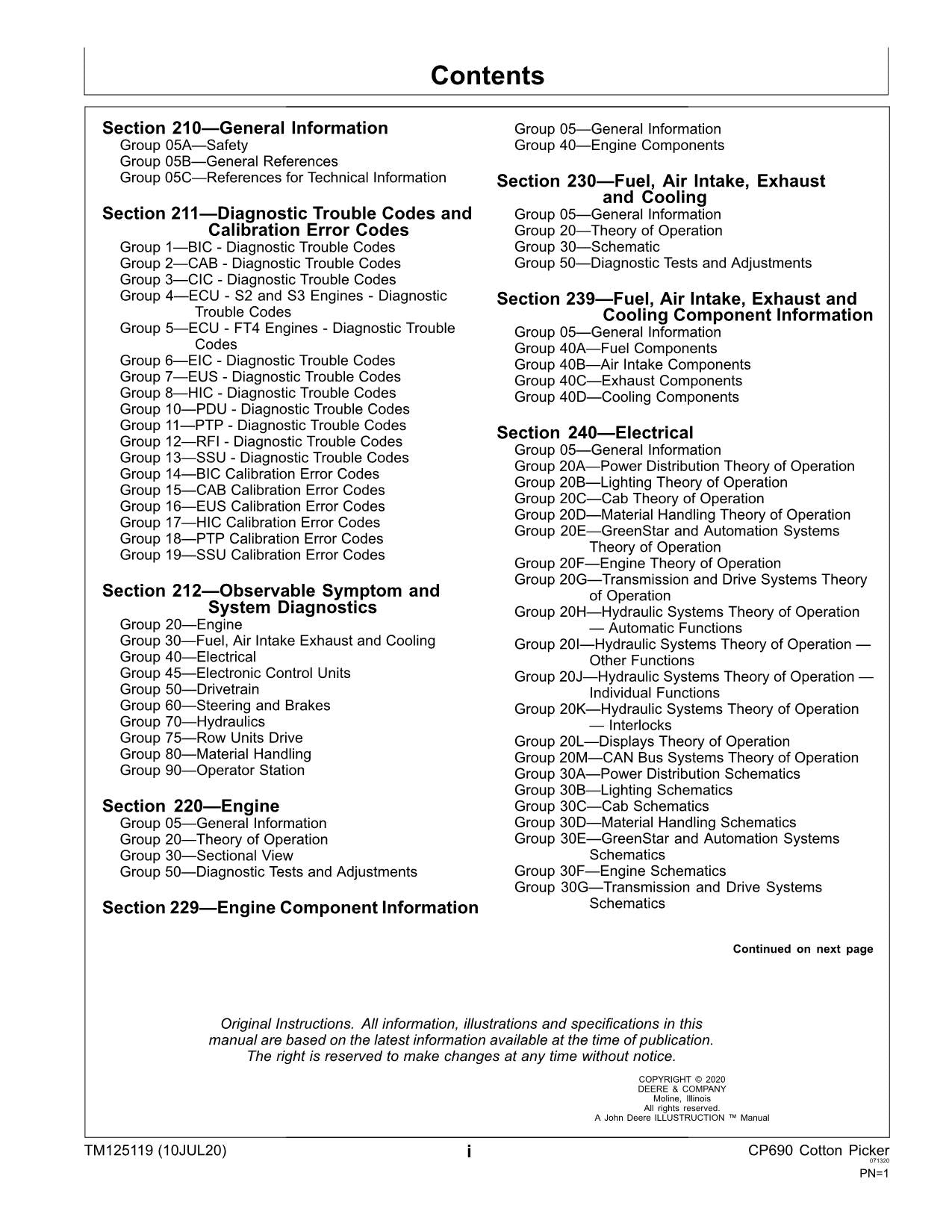 MANUAL TÉCNICO DE SERVICIO Y DIAGNÓSTICO DE LA RECOLECTORA DE ALGODÓN CP690 DE JONH DEERE TM125119