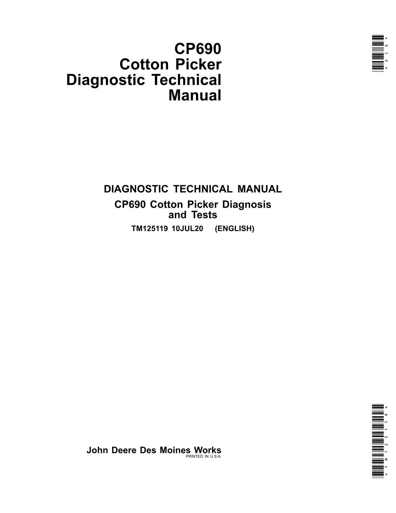 MANUAL TÉCNICO DE SERVICIO Y DIAGNÓSTICO DE LA RECOLECTORA DE ALGODÓN CP690 DE JONH DEERE TM125119