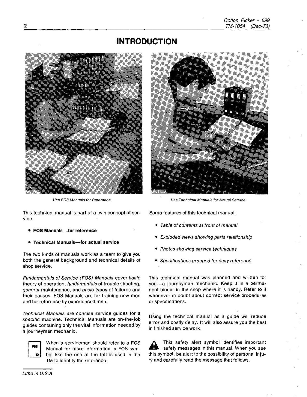 MANUAL TÉCNICO DE REPARACIÓN Y SERVICIO DE LA RECOLECTORA DE ALGODÓN JONH DEERE 699 TM1054