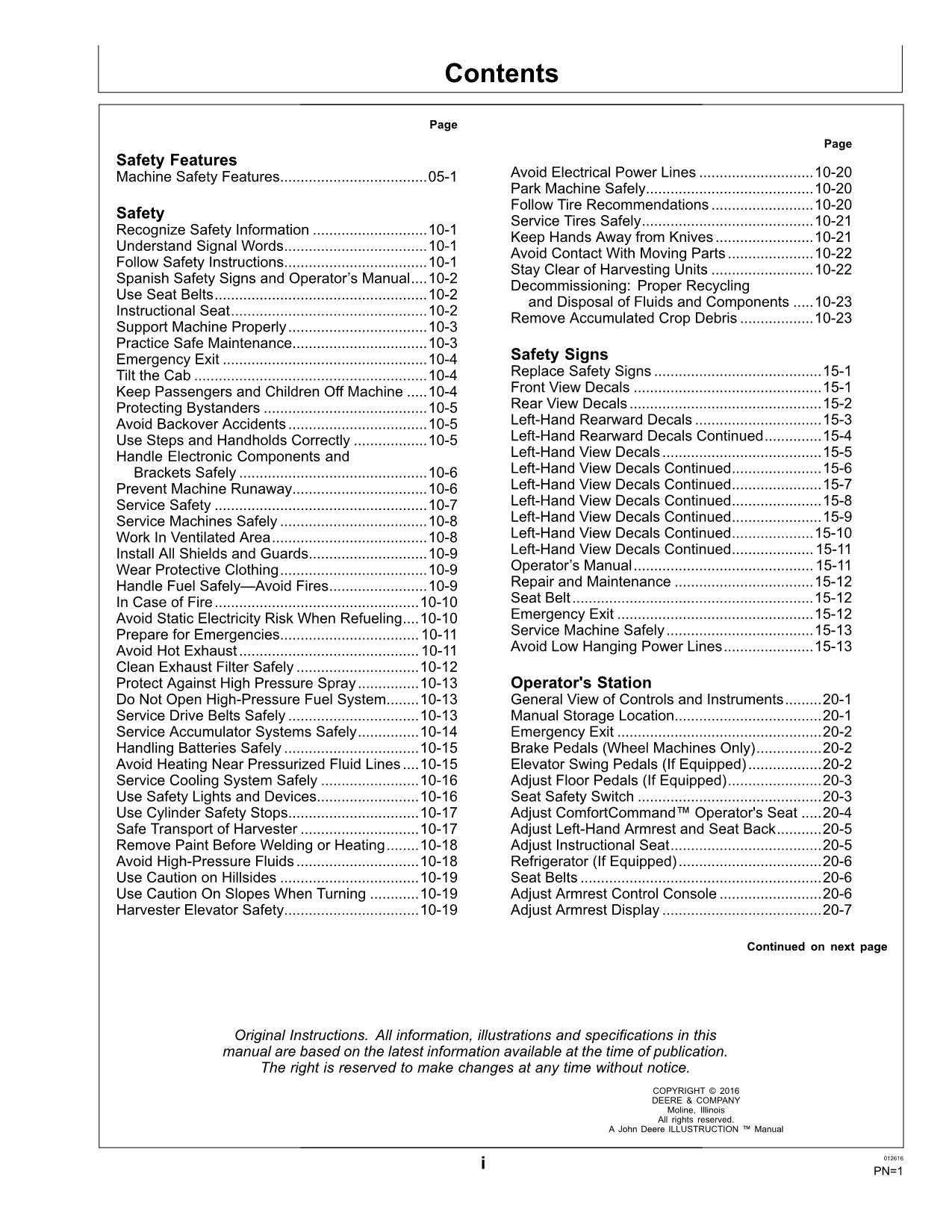 MANUAL DEL OPERADOR DE LA COSECHADORA JOHN DEERE CH570 CH670