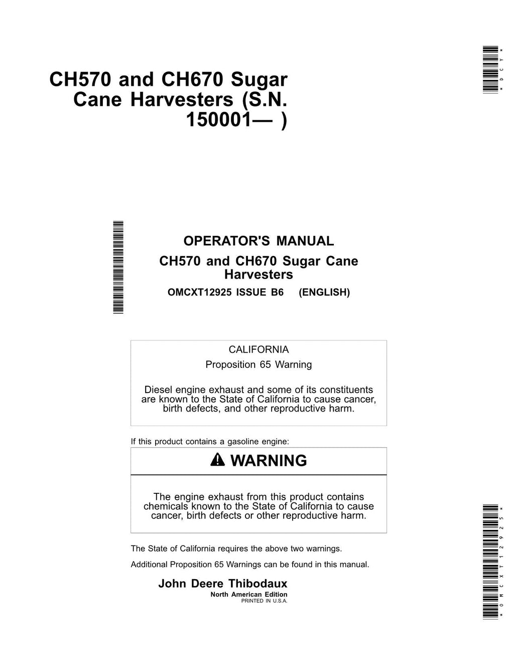 MANUAL DEL OPERADOR DE LA COSECHADORA JOHN DEERE CH570 CH670