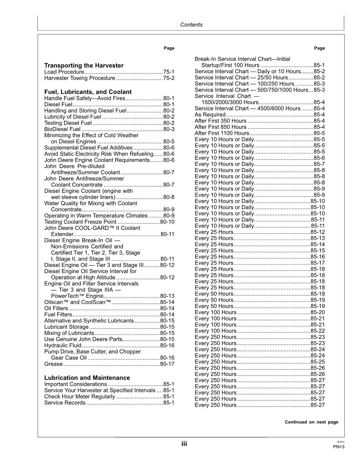 MANUAL DEL OPERADOR DE LA COSECHADORA JOHN DEERE CH330 N.° 1